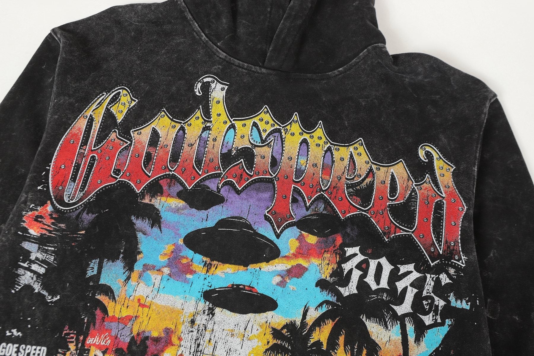 Godspeed Out of Many One Washed Graphic Hoodie — detail