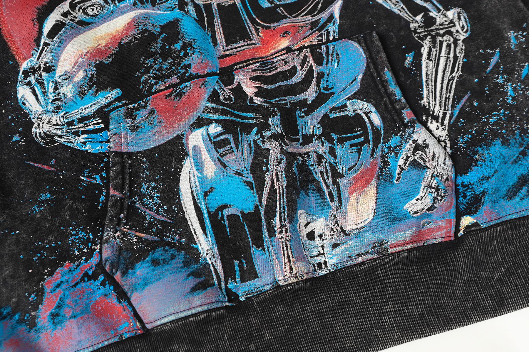 Godspeed Acid-Wash Graphic Pullover Hoodie — detail