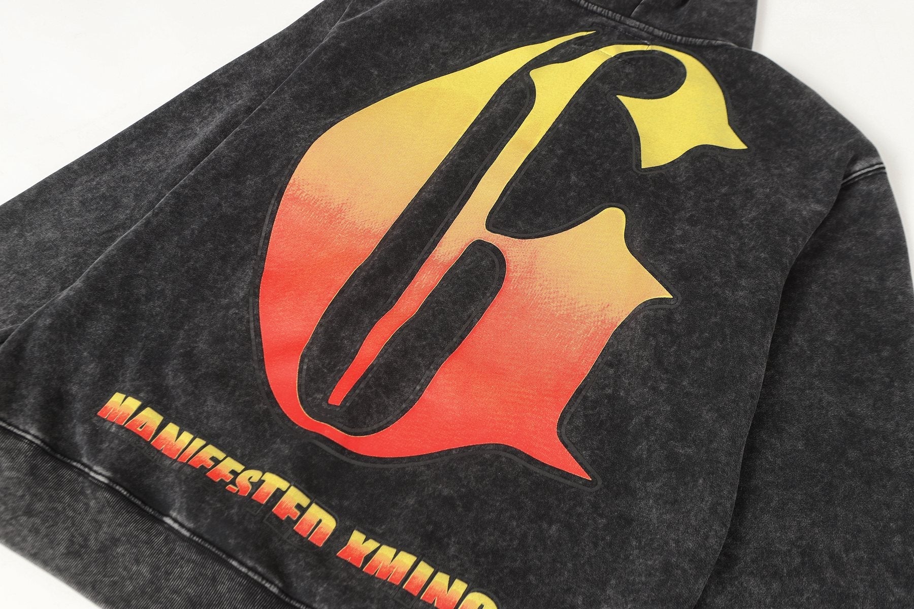 Godspeed Skull Graphic Acid Wash Hoodie — detail