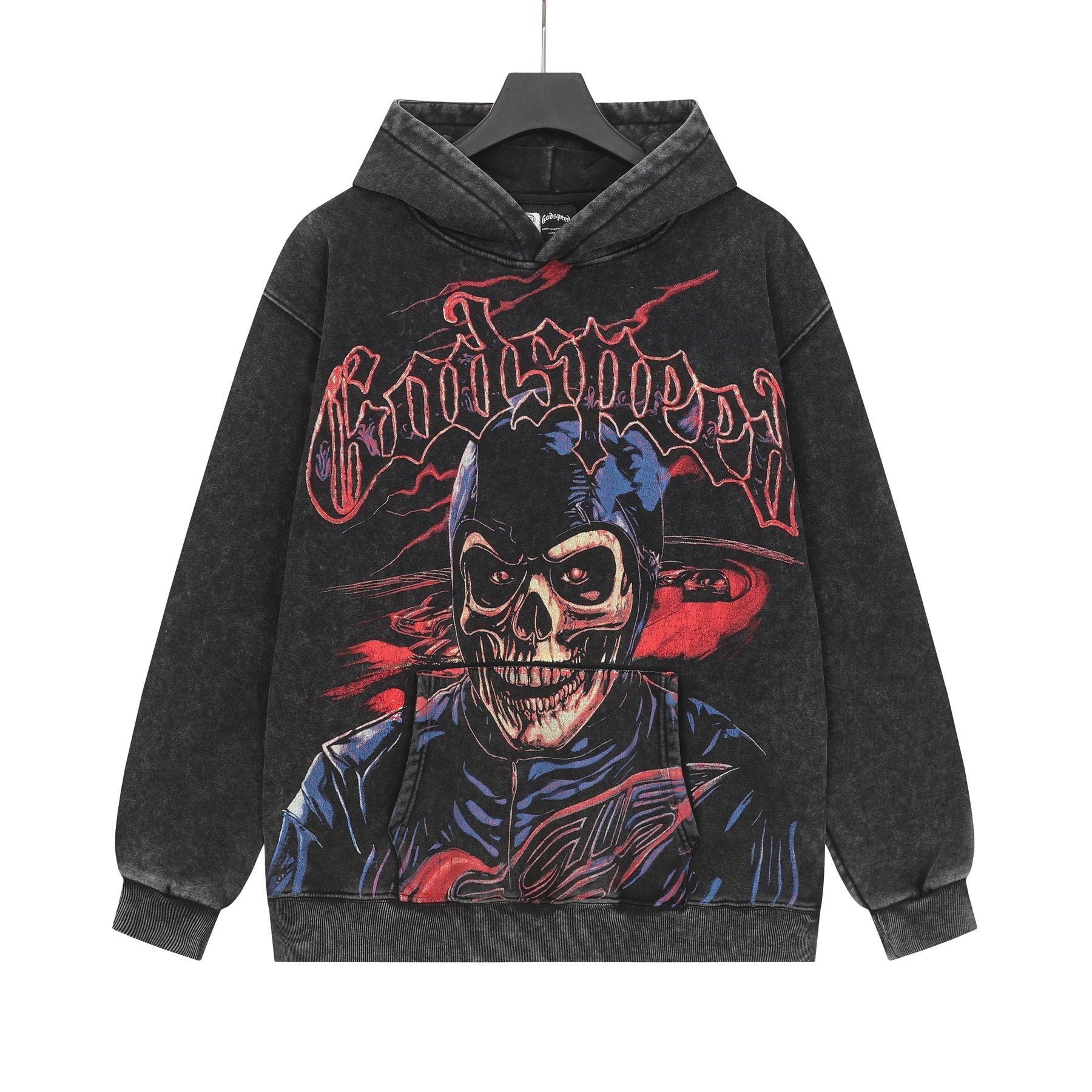 Godspeed Washed Skull Graphic Hoodie — front