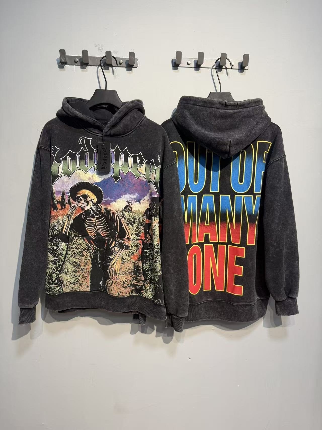 Godspeed Out of Many One Graphic Acid Wash Hoodie — context