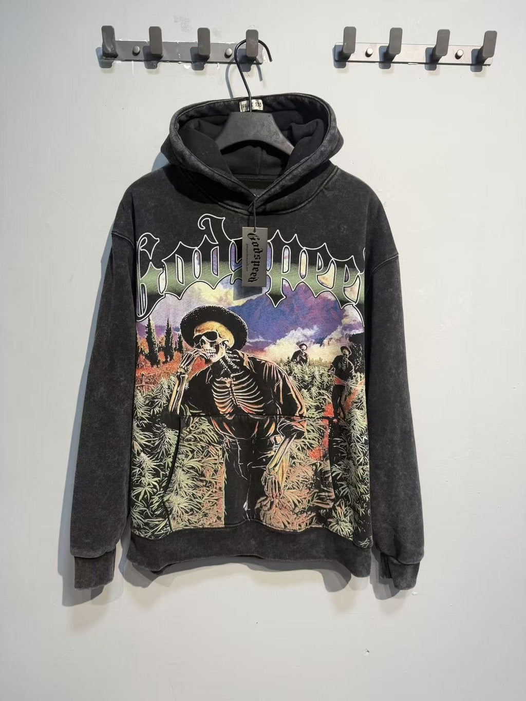 Godspeed Out of Many One Graphic Acid Wash Hoodie — context