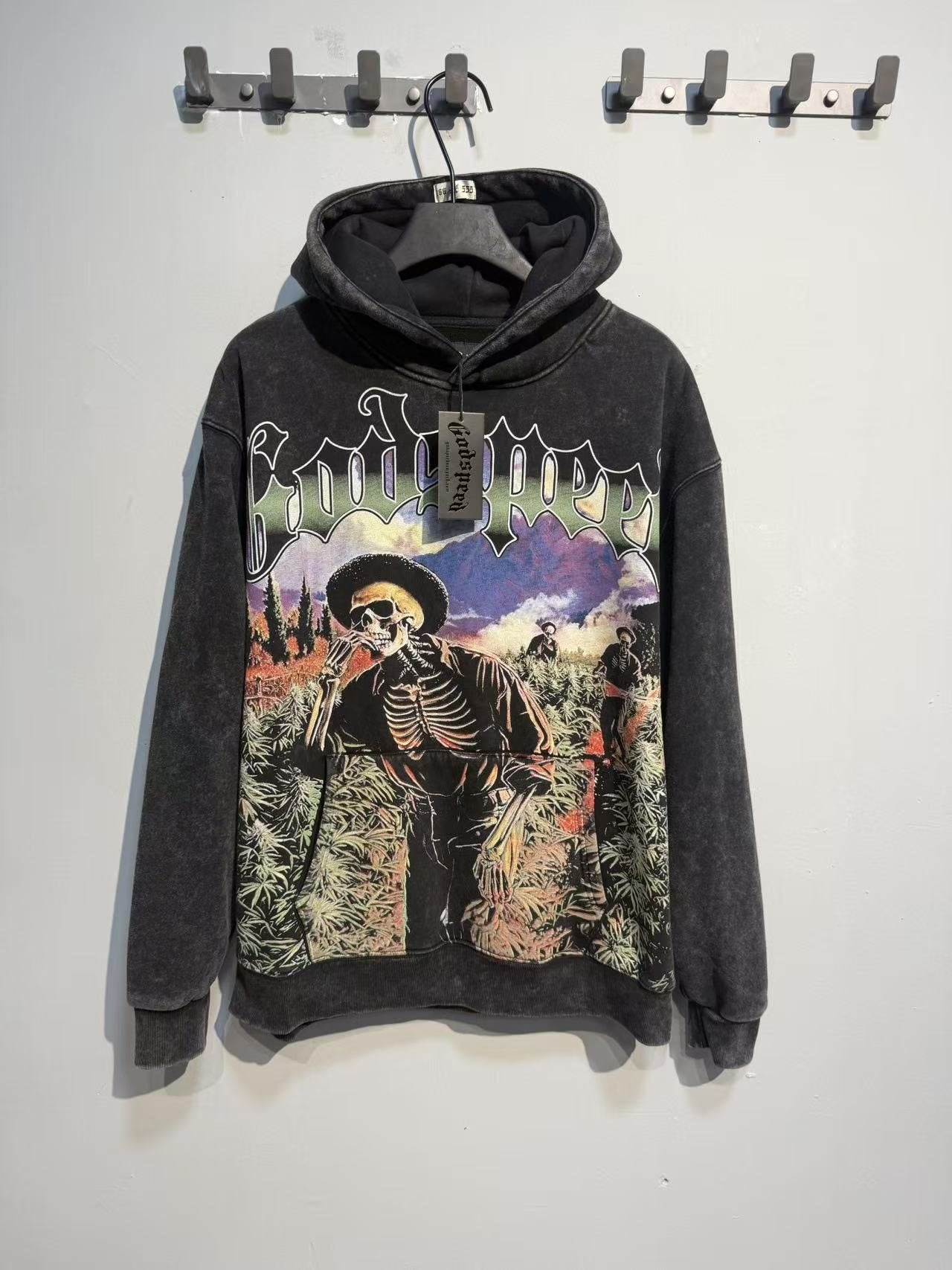 Godspeed Out of Many One Graphic Acid Wash Hoodie — context