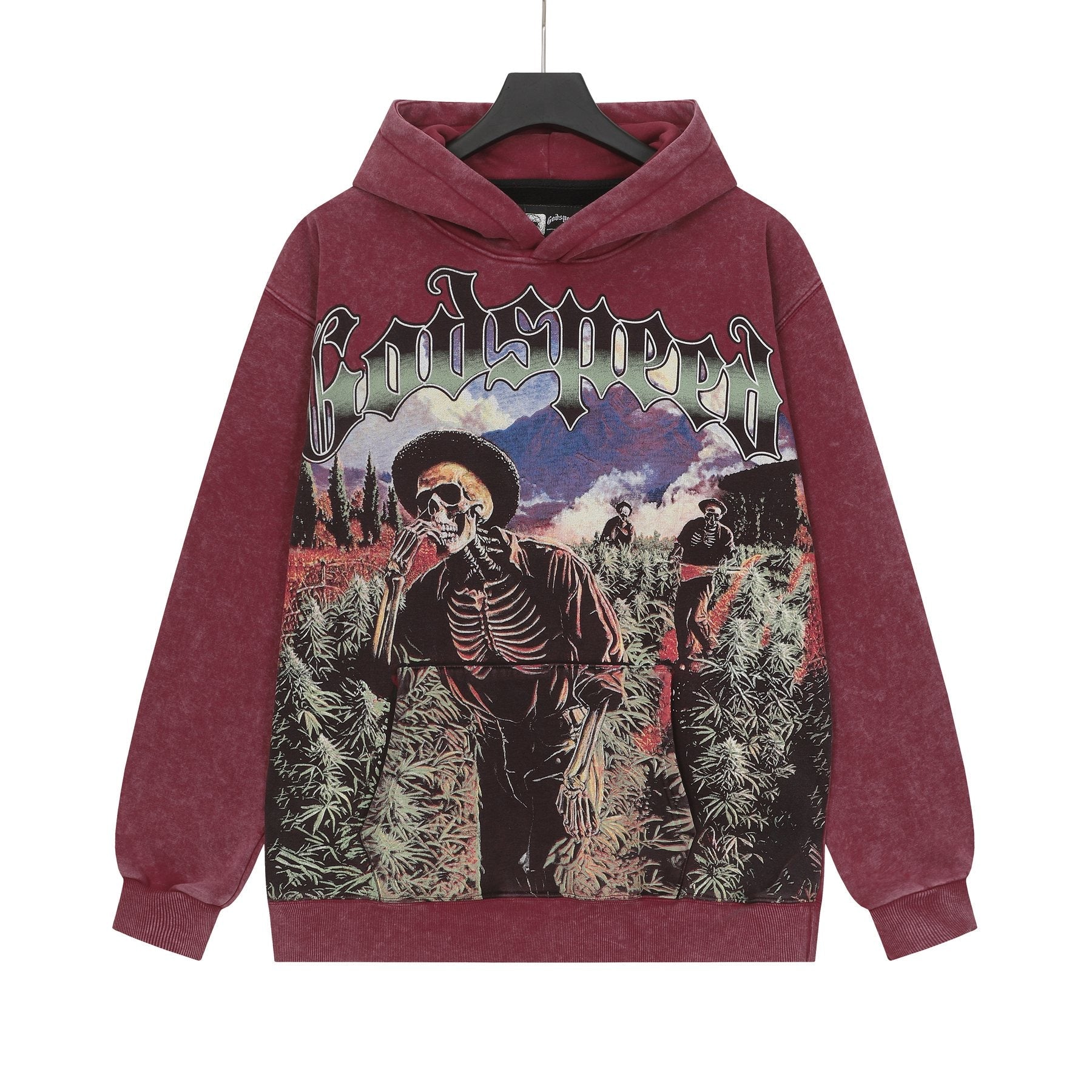 Godspeed Out of Many One Graphic Acid Wash Hoodie — front