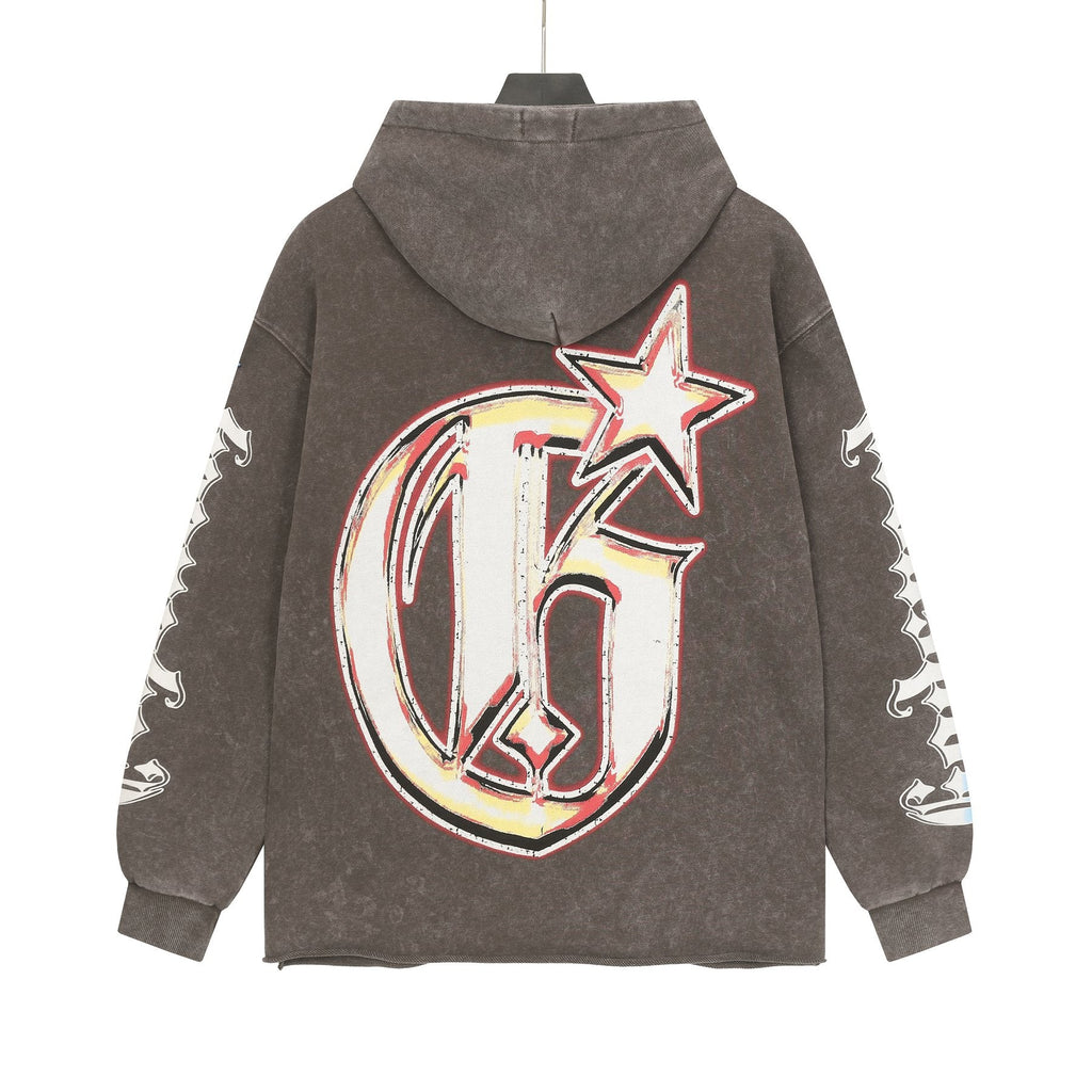 Godspeed Rock Graphic Distressed Hem Hoodie — back
