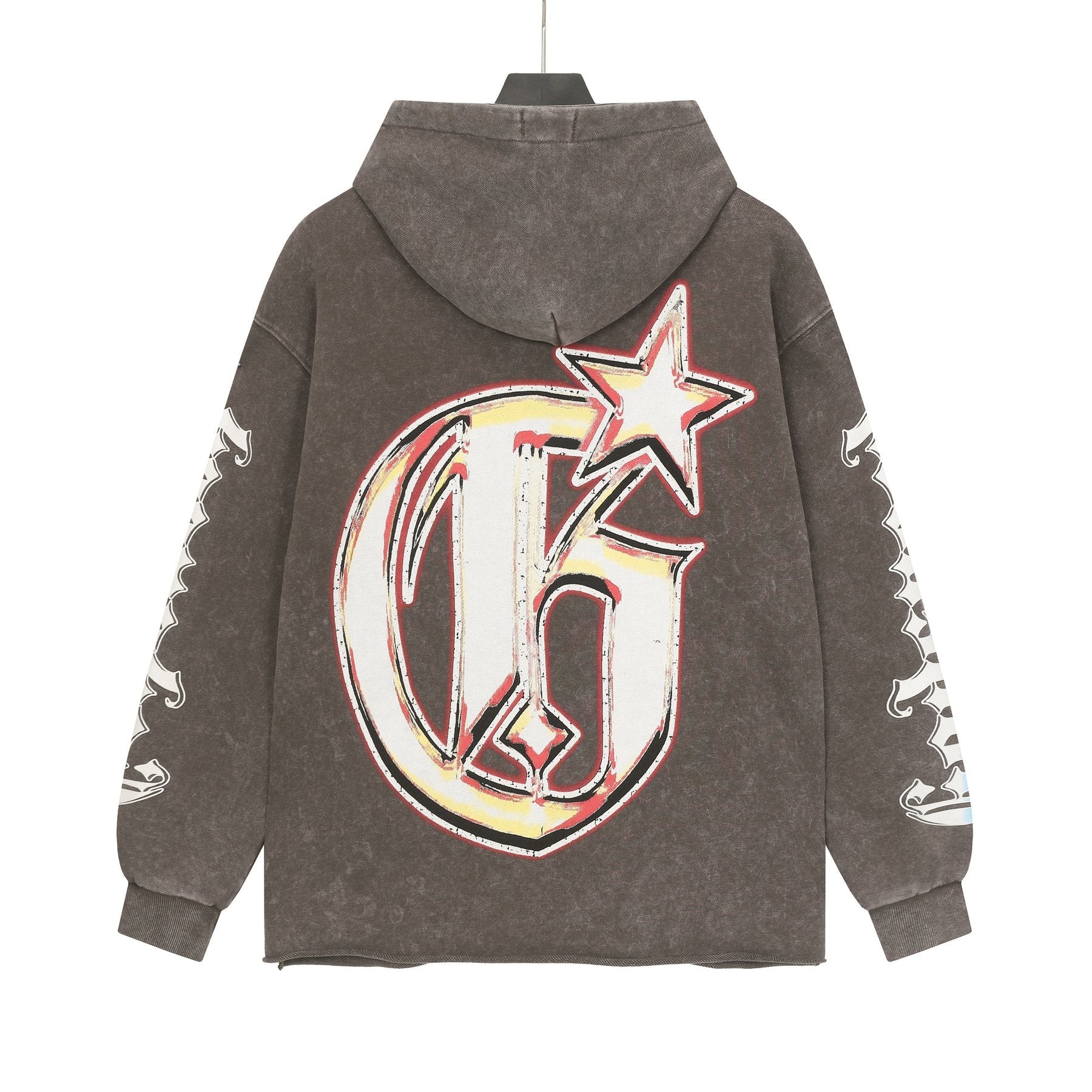 Godspeed Rock Graphic Distressed Hem Hoodie — back