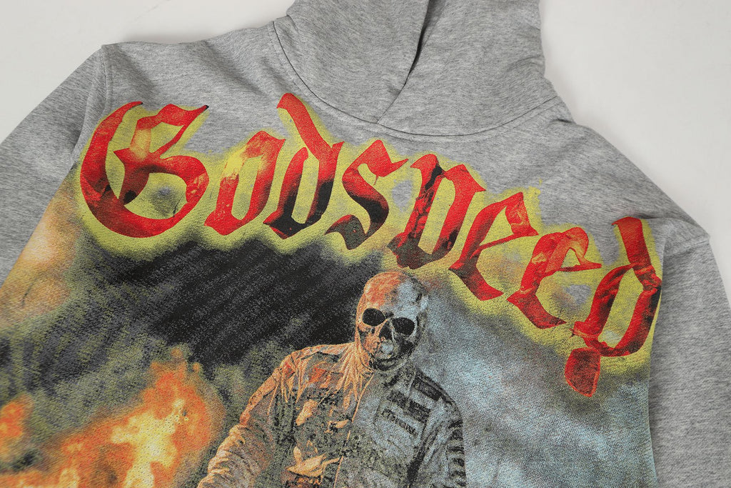Godspeed Gray Racing Graphic Pullover Hoodie — detail