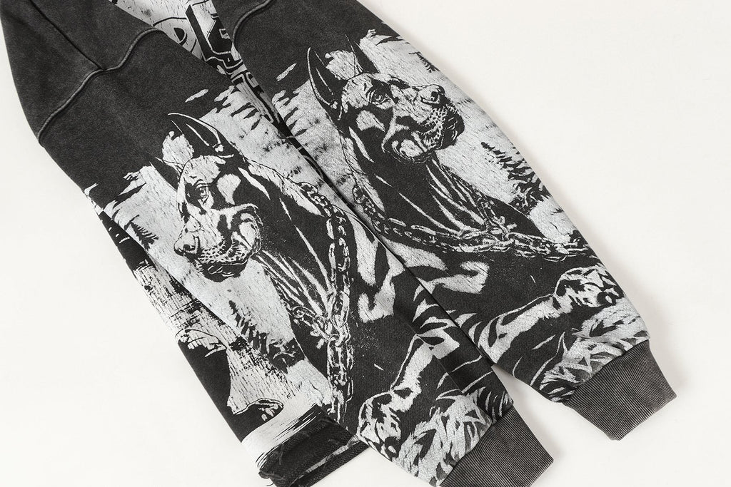 Godspeed Dog & City Graphic Raw-Hem Hoodie — detail