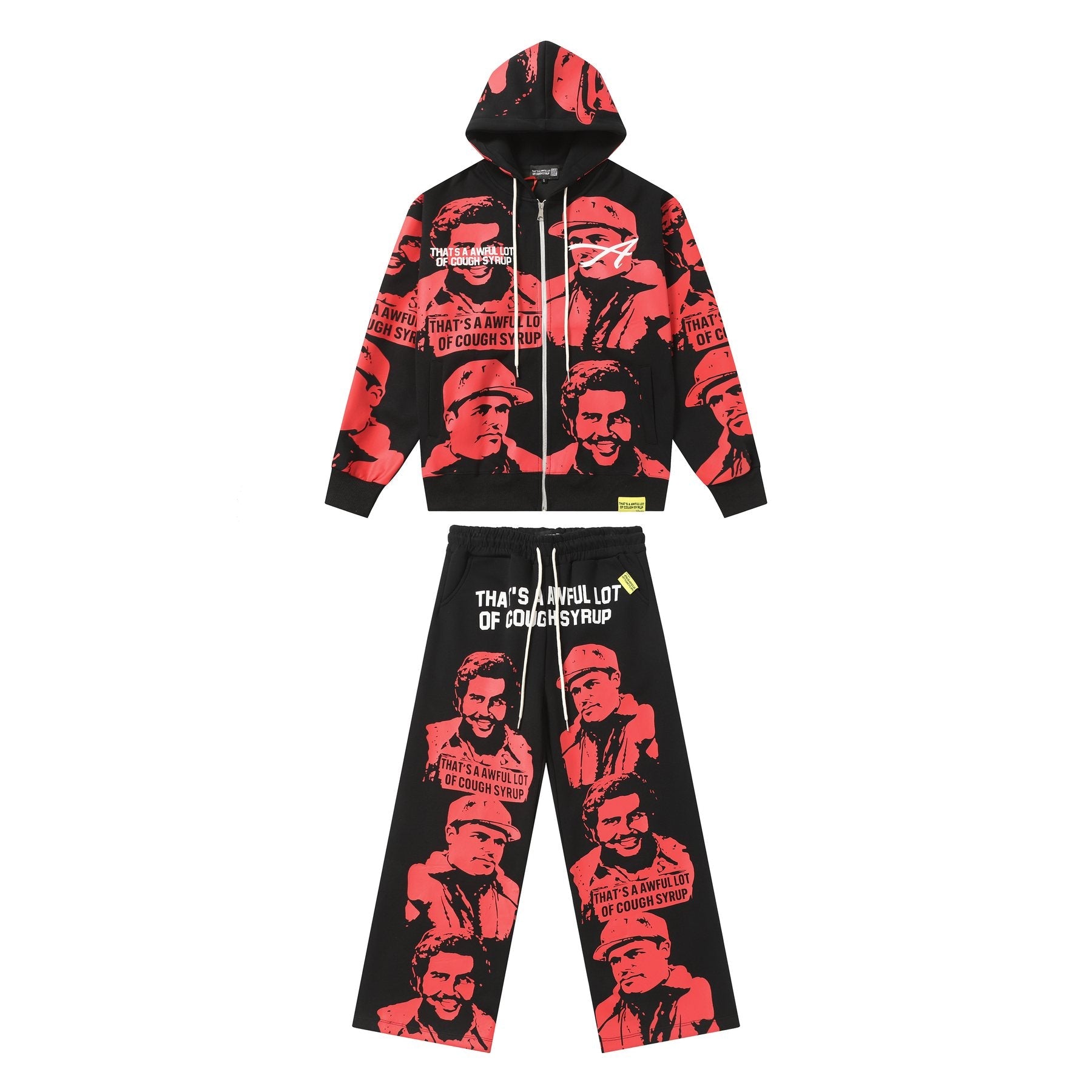 THAT'S A AWFUL LOT OF COUGH SYRUP Star Graphic Zip Hoodie & Pants Matching Set — front