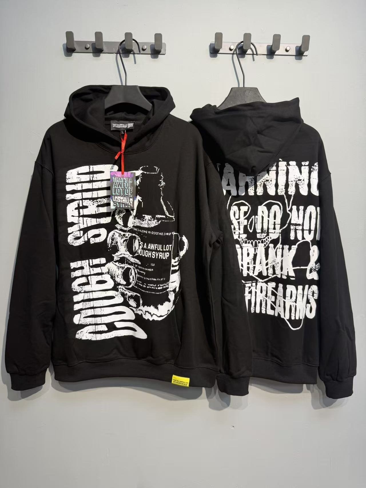 THAT'S A AWFUL LOT OF COUGH SYRUP Warning Graphic Hoodie — context