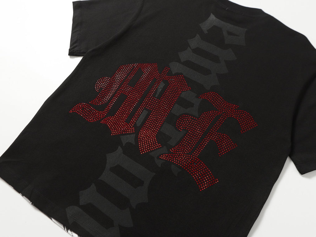 MIXED EMOTION Godspeed Rhinestone Graphic T-Shirt — detail