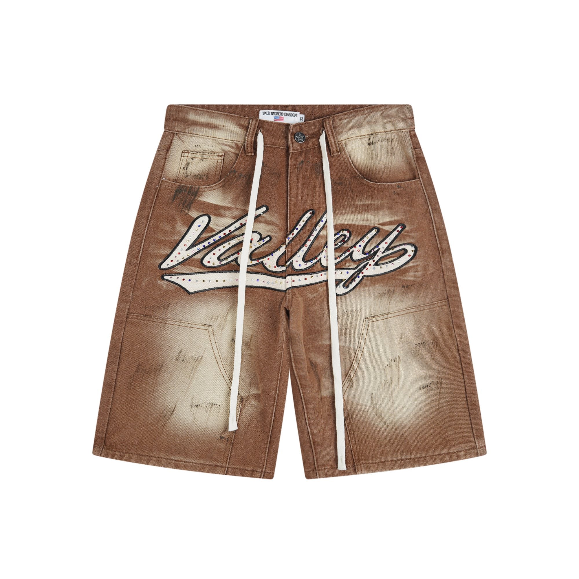 VALLEY Skittles Rhinestone Denim Shorts — hero