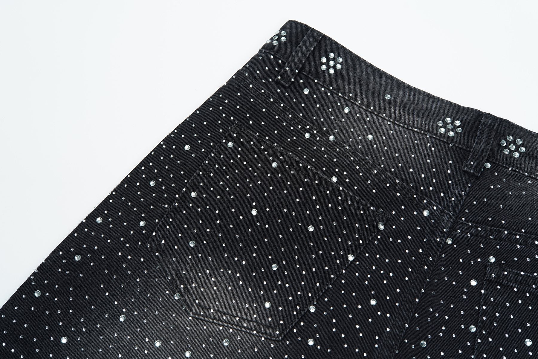 VALLEY Iced Out Rhinestone Denim Jorts — detail