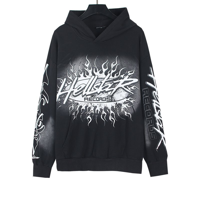 Hellstar Flame Graphic Washed Hoodie — front