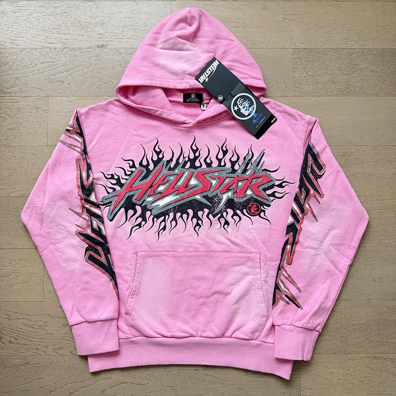 Hellstar Pink Flame Graphic Hoodie — context