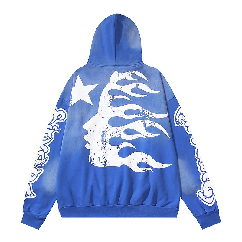 Hellstar Washed Flame Star Graphic Hoodie — back