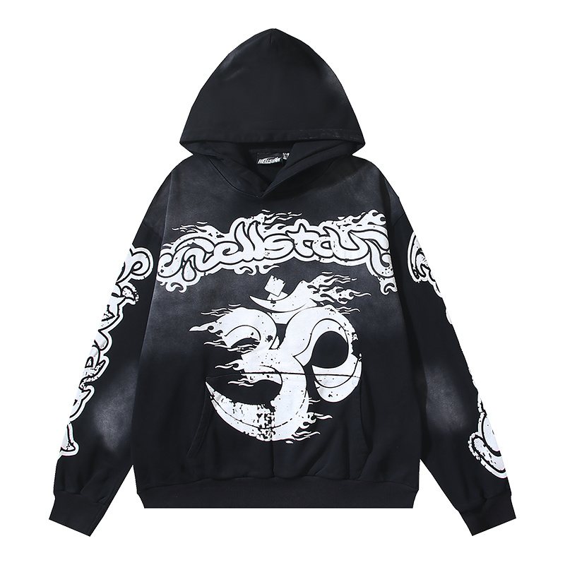 Hellstar Washed Flame Star Graphic Hoodie — front