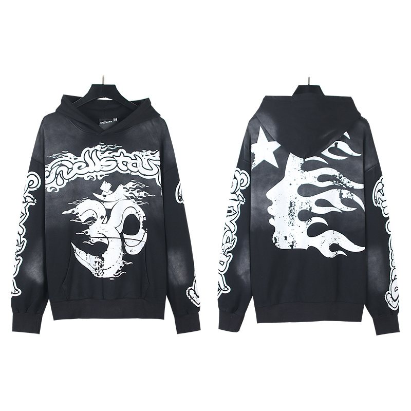 Hellstar Washed Flame Star Graphic Hoodie — context