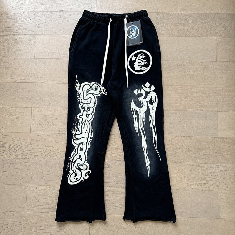 Hellstar Washed Wide-Leg Graphic Sweatpants — front