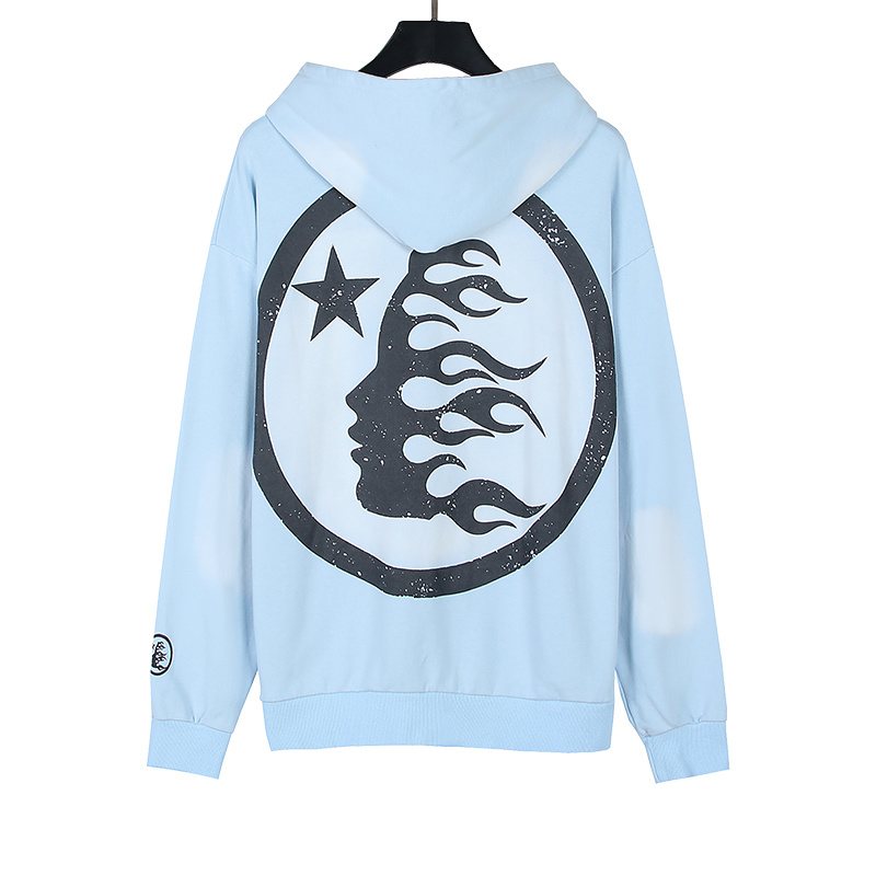 Hellstar Washed Face Flame Graphic Hoodie — back