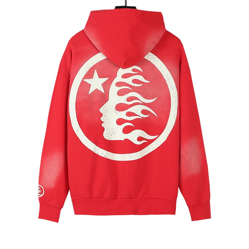 Hellstar Washed Face Flame Graphic Hoodie — back