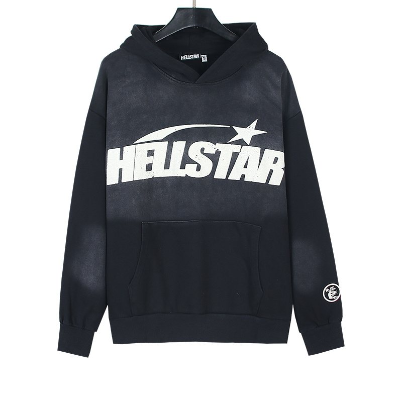 Hellstar Washed Face Flame Graphic Hoodie — front
