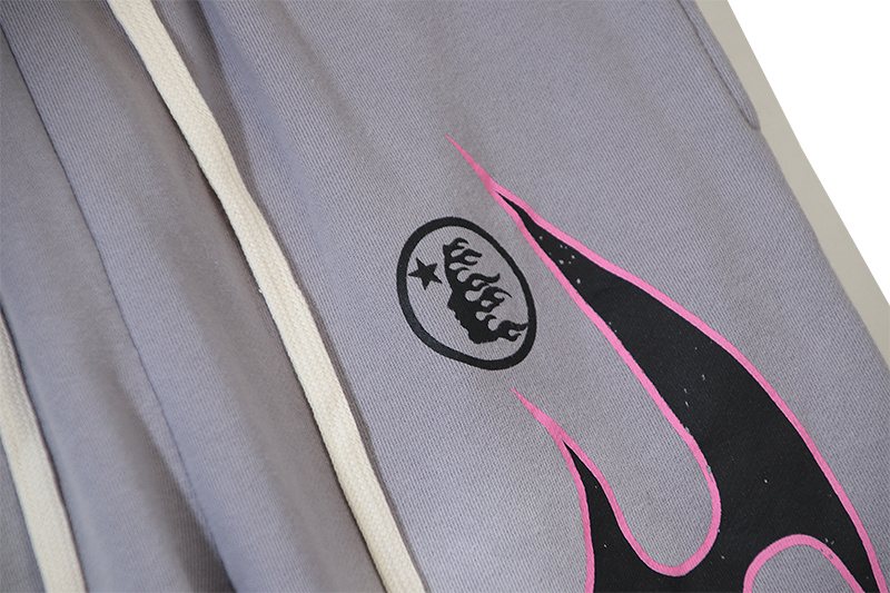 Hellstar Washed Grey Flame Graphic Sweatpants — detail