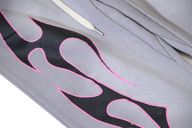 Hellstar Washed Grey Flame Graphic Sweatpants — detail