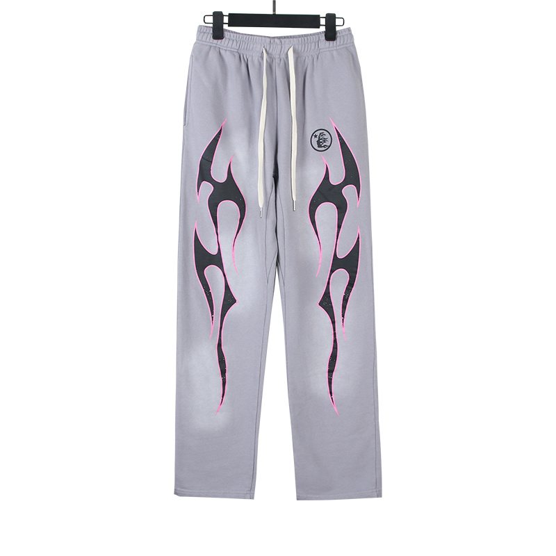 Hellstar Washed Grey Flame Graphic Sweatpants — hero