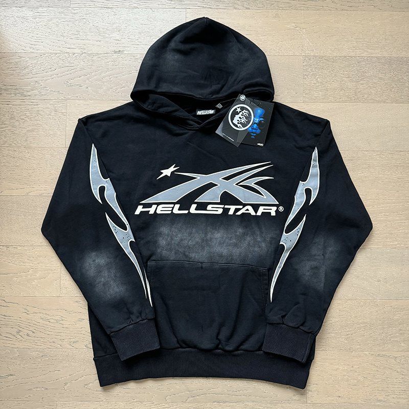 Hellstar Washed Black Graphic Hoodie — context