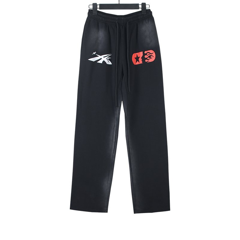 Hellstar Washed Skull Graphic Straight-Leg Sweatpants — front