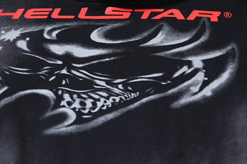 Hellstar Washed Black Graphic Hoodie — detail