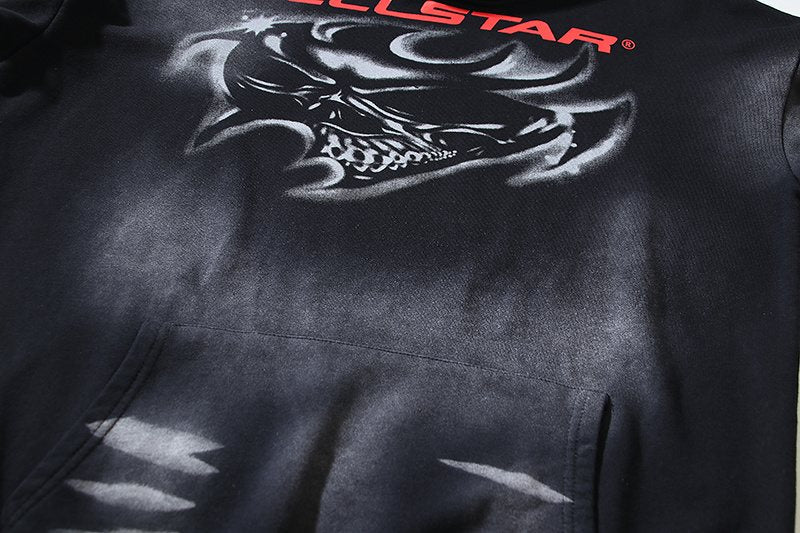 Hellstar Washed Black Graphic Hoodie — detail