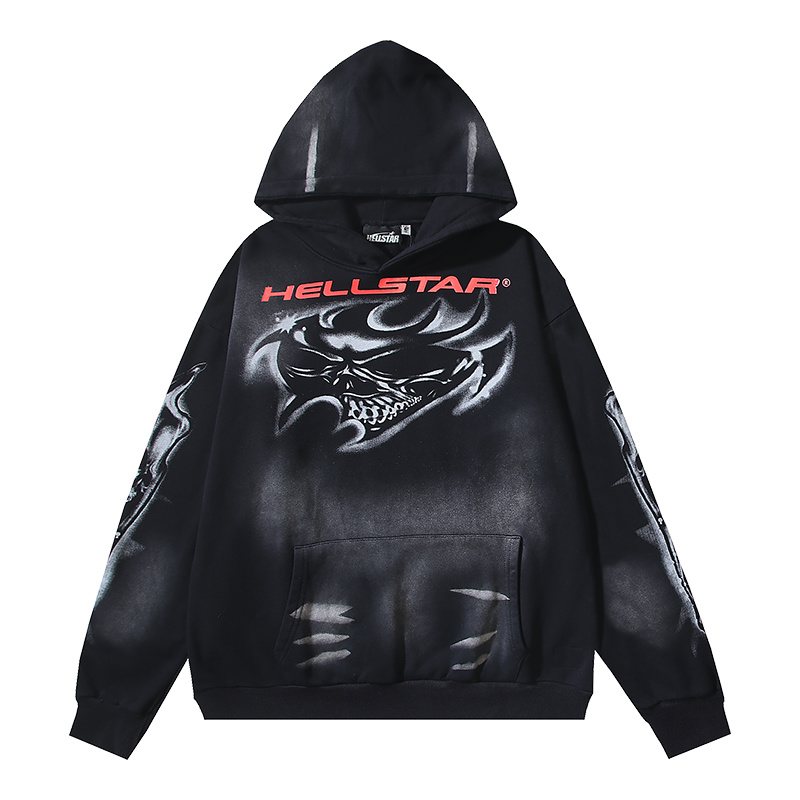 Hellstar Washed Black Graphic Hoodie — hero