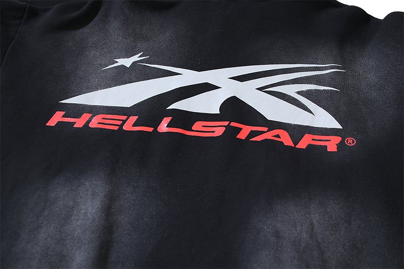 Hellstar Washed Black Graphic Hoodie — detail