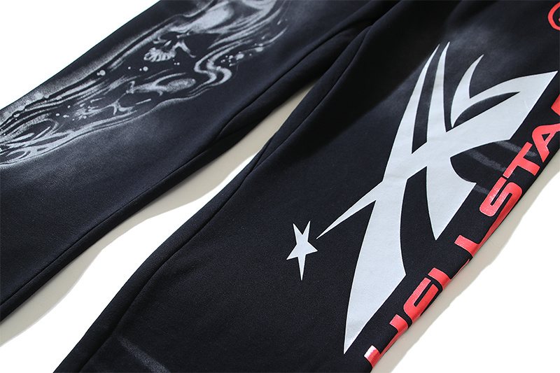 Hellstar Washed Black Graphic Sweatpants — detail
