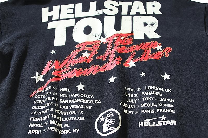 Hellstar Tour Washed Black Graphic Hoodie — detail