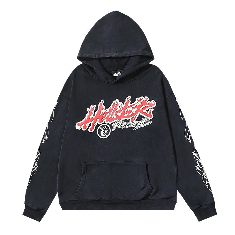 Hellstar Tour Washed Black Graphic Hoodie — front