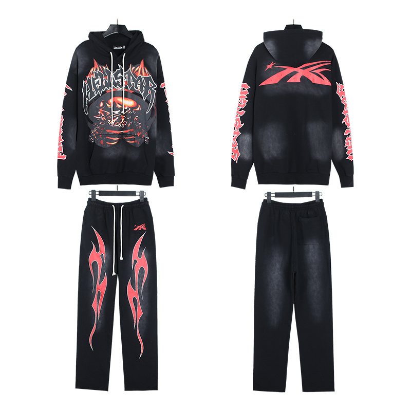 Hellstar Washed Black Graphic Hoodie & Sweatpants Set — hero