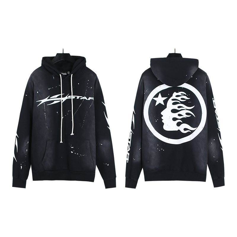 Hellstar Washed Flame Graphic Hoodie — front