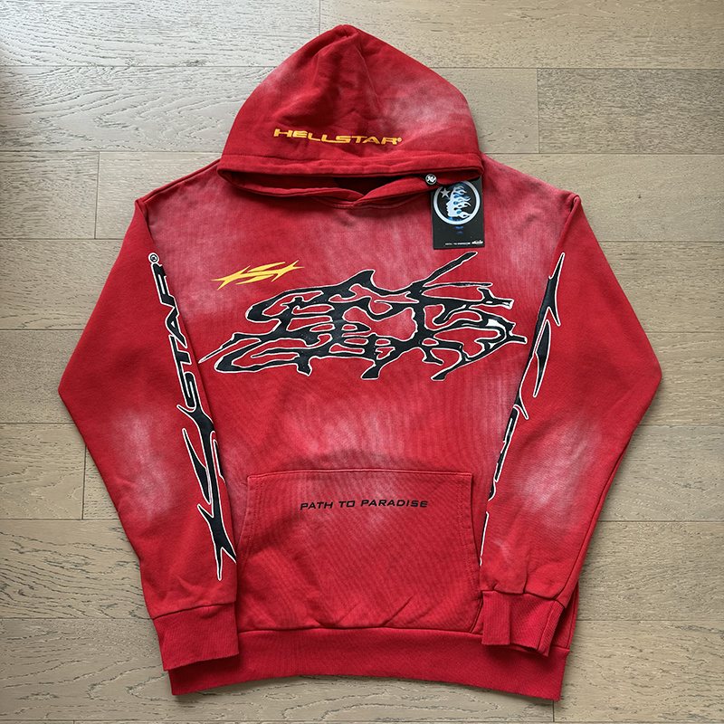 Hellstar Washed Red Graphic Hoodie — context
