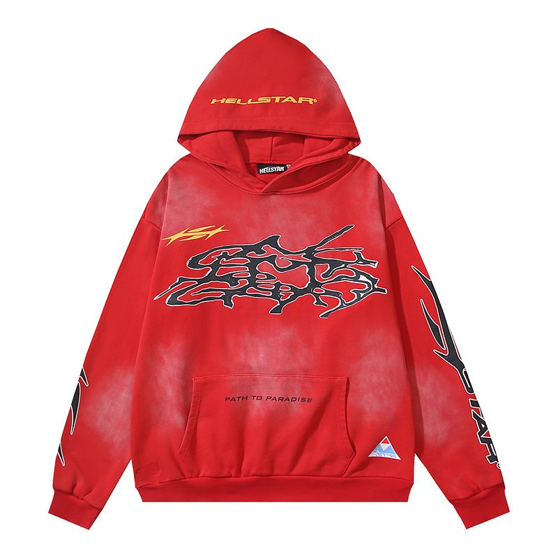 Hellstar Washed Red Graphic Hoodie — front