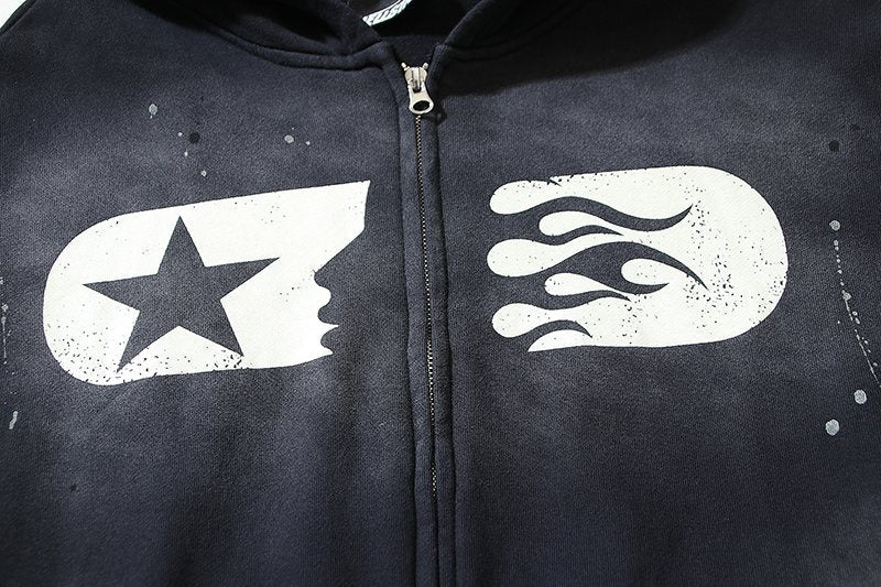 Hellstar Paint-Splatter Zip-Up Hoodie — detail