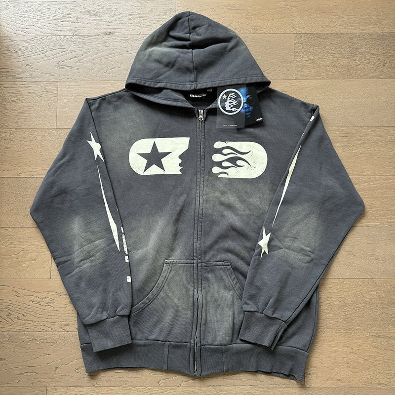 Hellstar Star & Flame Graphic Zip Hoodie — context