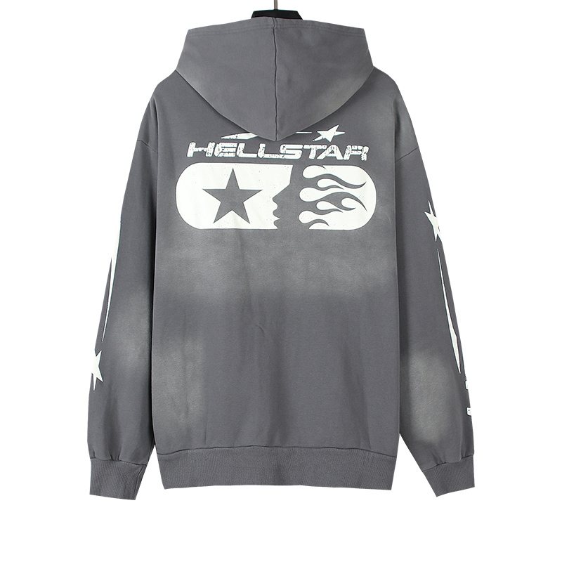 Hellstar Star & Flame Graphic Zip Hoodie — back