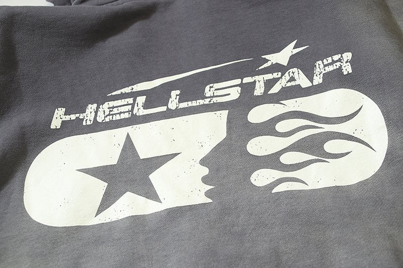 Hellstar Star & Flame Graphic Zip Hoodie — detail
