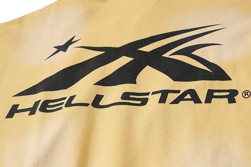 Hellstar Washed Yellow Graphic Zip Hoodie — detail