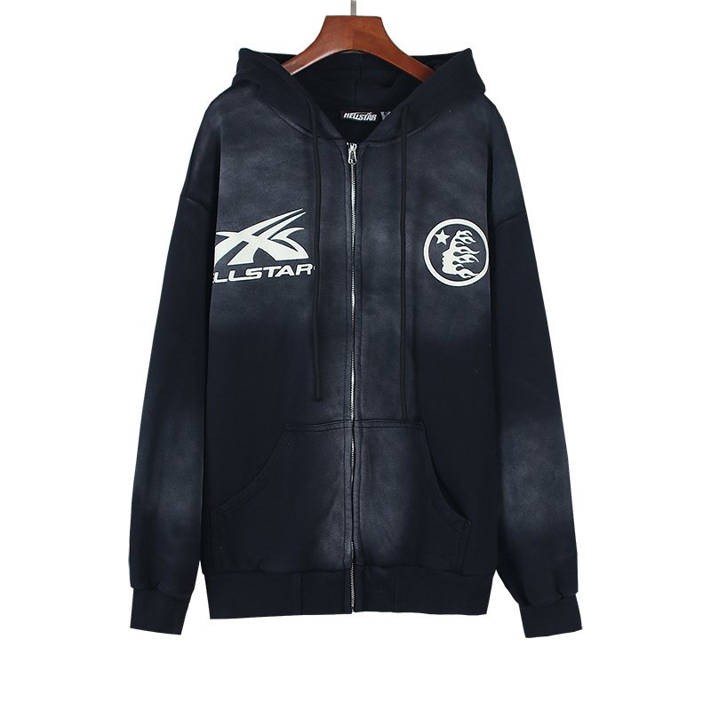 Hellstar Washed Splatter Zip Hoodie — front