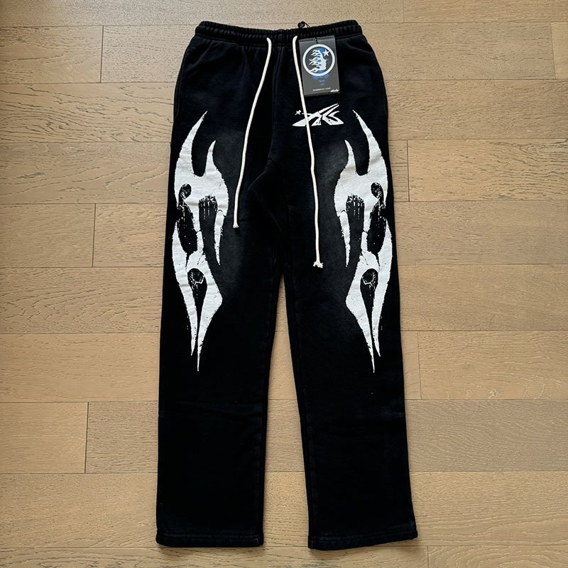 Hellstar Washed Black Front Graphic Sweatpants — context