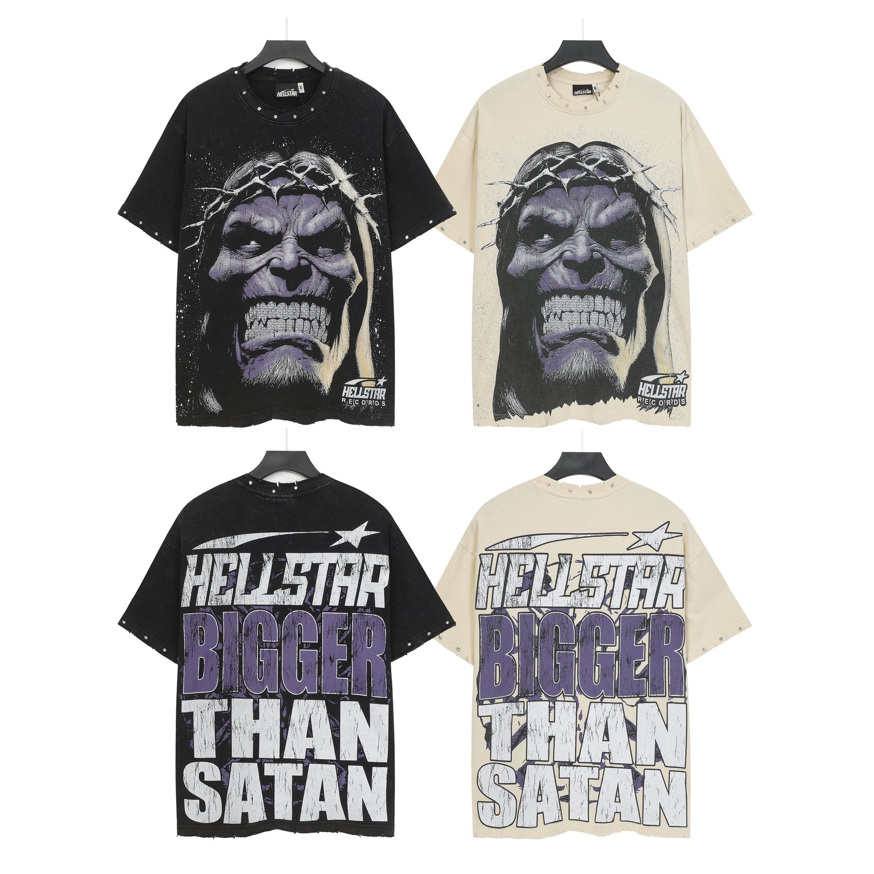 Hellstar Bigger Than Satan Studded Graphic T-Shirt — comparison